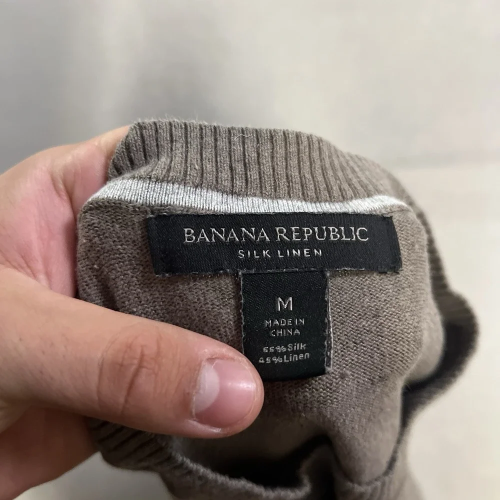 Banana Republic Sweater Adult Medium Long Sleeve Brown Silk Linen Lightweight